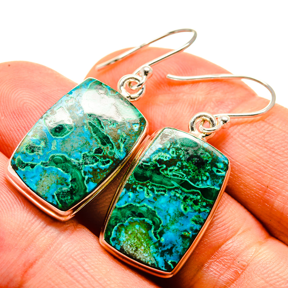 Malachite In Chrysocolla Earrings handcrafted by Ana Silver Co - EARR415486