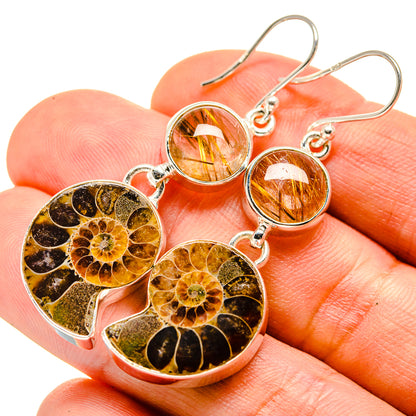 Ammonite Fossil Earrings handcrafted by Ana Silver Co - EARR415494