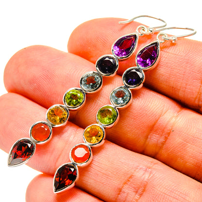 Multi-Stone Chakra Earrings handcrafted by Ana Silver Co - EARR415497