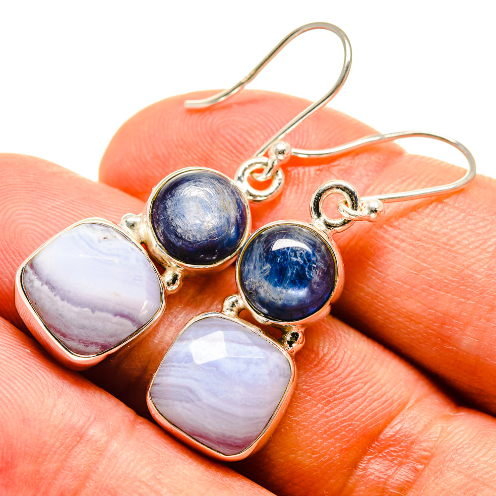 Blue Lace Agate Earrings handcrafted by Ana Silver Co - EARR415513