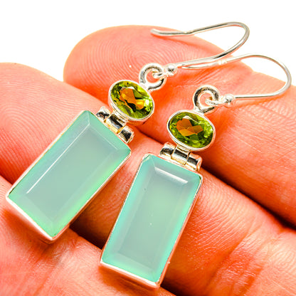 Aqua Chalcedony Earrings handcrafted by Ana Silver Co - EARR415533