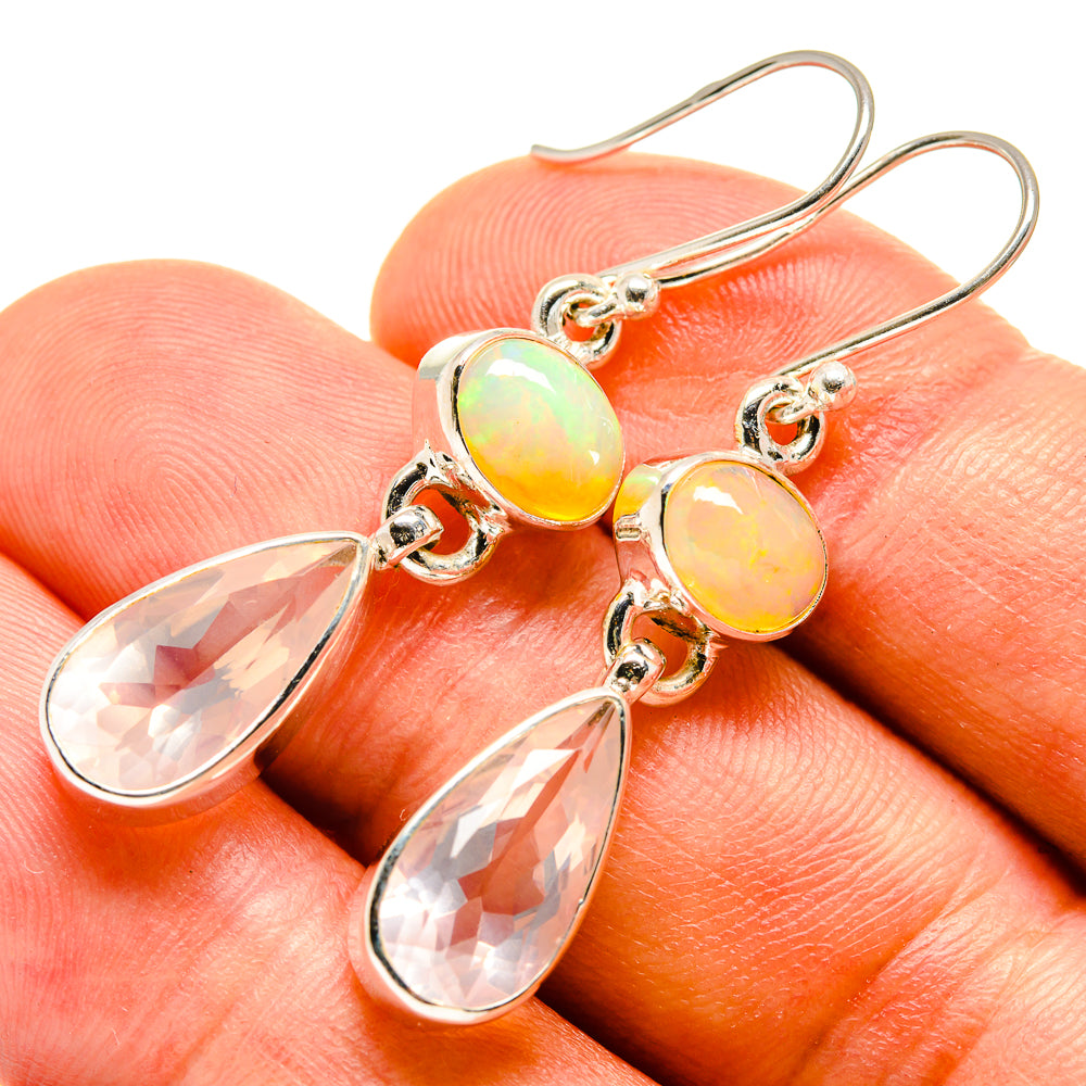 Rose Quartz Earrings handcrafted by Ana Silver Co - EARR415548