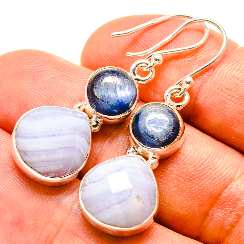 Blue Lace Agate Earrings handcrafted by Ana Silver Co - EARR415551