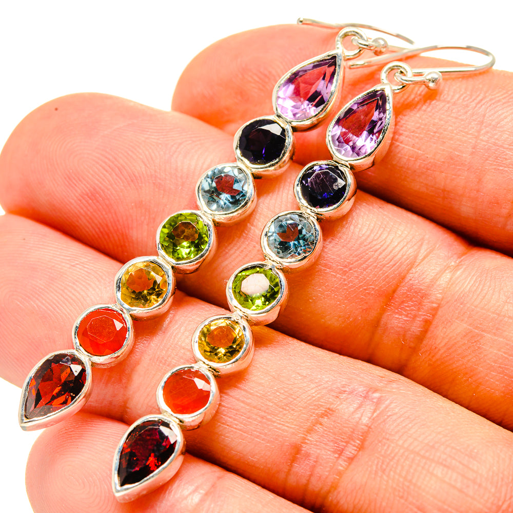 Multi-Stone Chakra Earrings handcrafted by Ana Silver Co - EARR415559