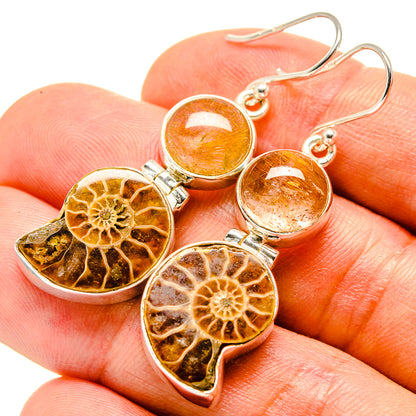 Ammonite Fossil Earrings handcrafted by Ana Silver Co - EARR415572