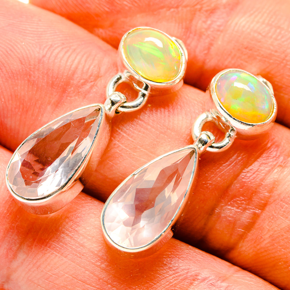 Rose Quartz Earrings handcrafted by Ana Silver Co - EARR415576