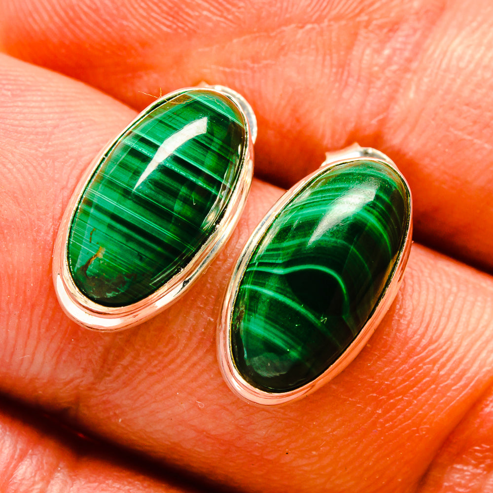 Malachite Earrings handcrafted by Ana Silver Co - EARR415580