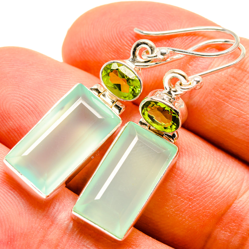 Aqua Chalcedony Earrings handcrafted by Ana Silver Co - EARR415602
