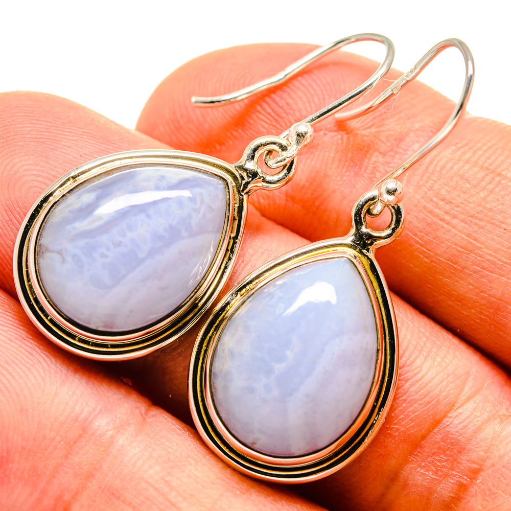 Blue Lace Agate Earrings handcrafted by Ana Silver Co - EARR415603
