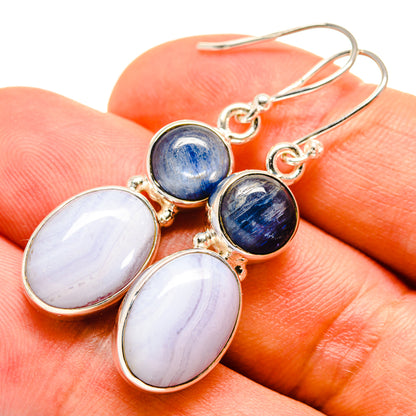 Blue Lace Agate Earrings handcrafted by Ana Silver Co - EARR415606