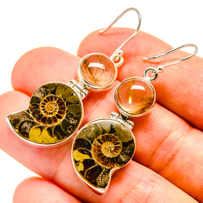 Ammonite Fossil Earrings handcrafted by Ana Silver Co - EARR415609