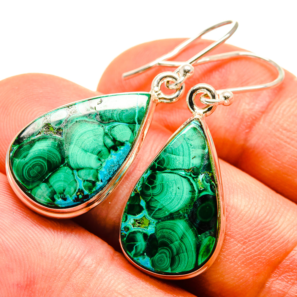 Malachite In Chrysocolla Earrings handcrafted by Ana Silver Co - EARR415610