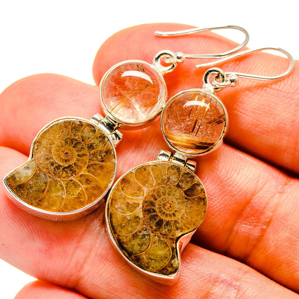 Ammonite Fossil Earrings handcrafted by Ana Silver Co - EARR415611
