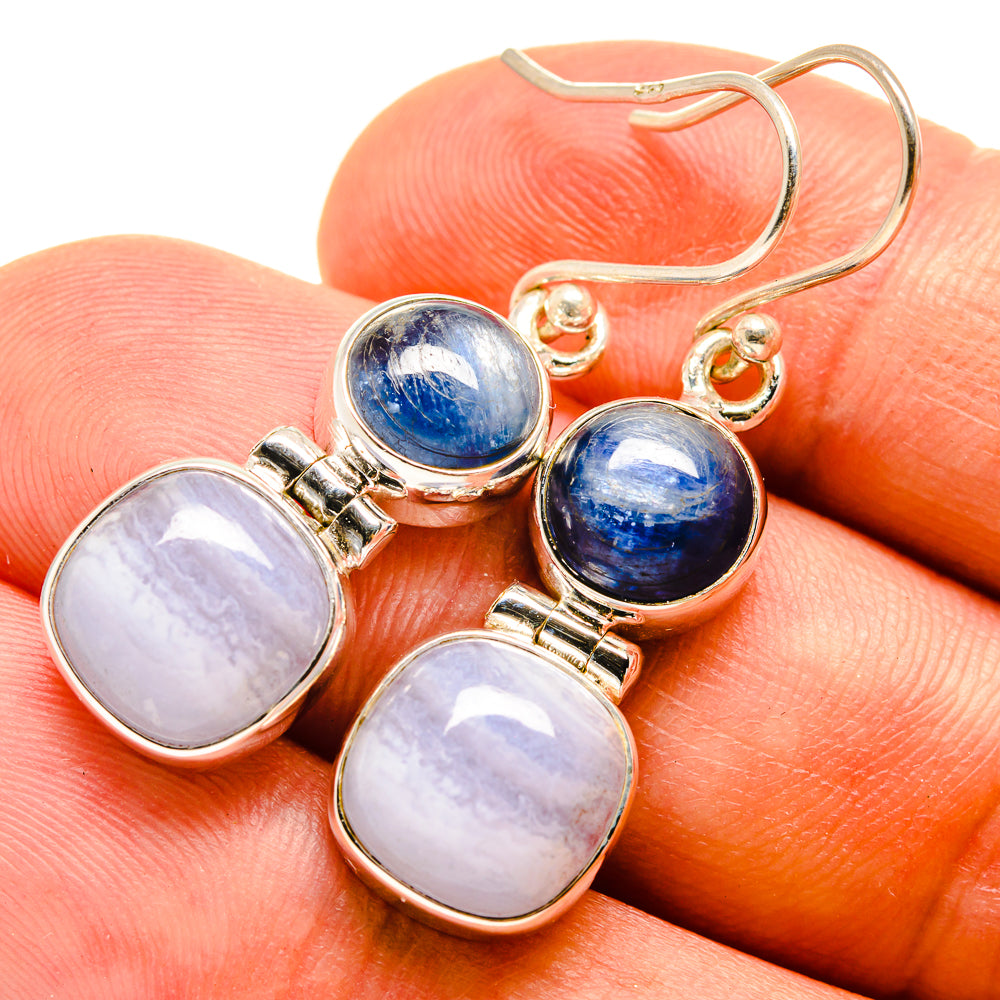 Blue Lace Agate Earrings handcrafted by Ana Silver Co - EARR415613
