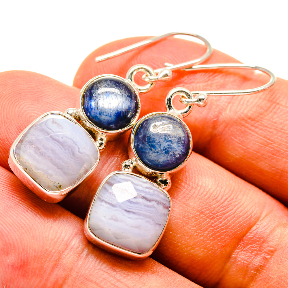 Blue Lace Agate Earrings handcrafted by Ana Silver Co - EARR415625