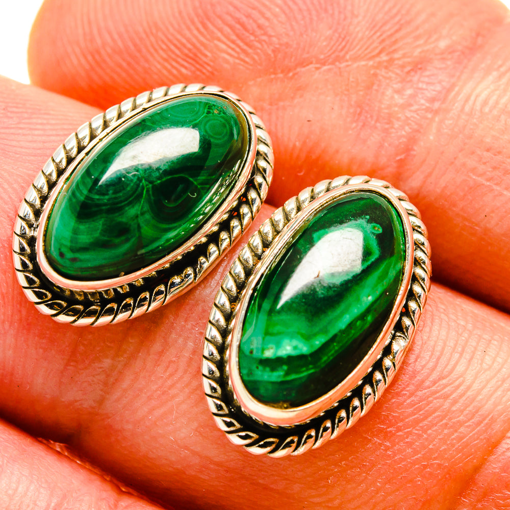 Malachite Earrings handcrafted by Ana Silver Co - EARR415629