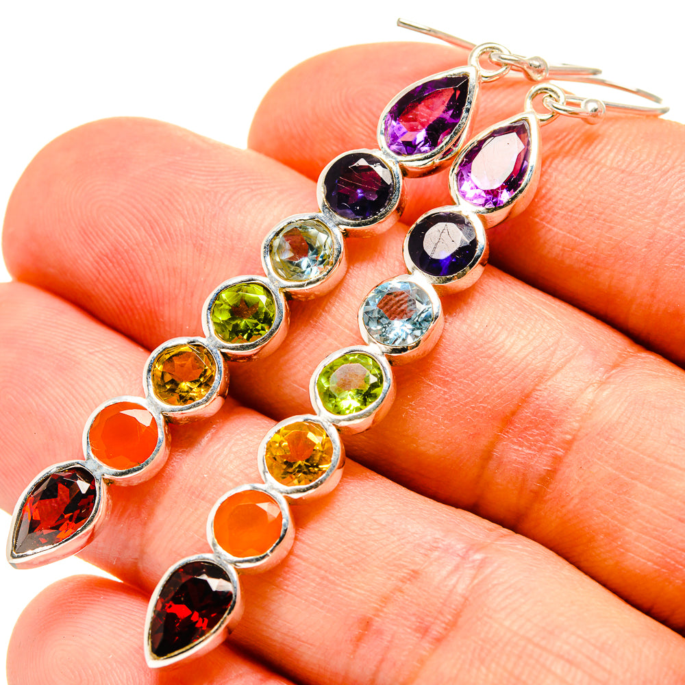 Multi-Stone Chakra Earrings handcrafted by Ana Silver Co - EARR415634