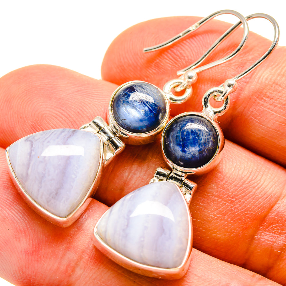 Blue Lace Agate Earrings handcrafted by Ana Silver Co - EARR415635