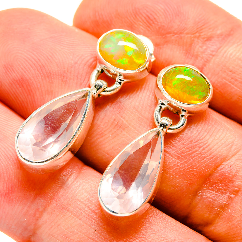 Rose Quartz Earrings handcrafted by Ana Silver Co - EARR415638