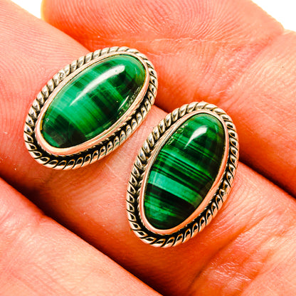 Malachite Earrings handcrafted by Ana Silver Co - EARR415657