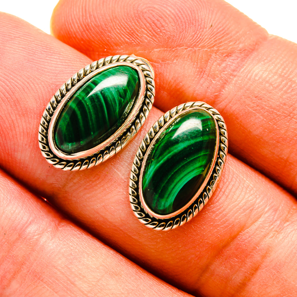 Malachite Earrings handcrafted by Ana Silver Co - EARR415661