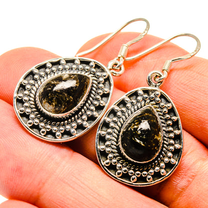 Golden Seraphinite Earrings handcrafted by Ana Silver Co - EARR415674