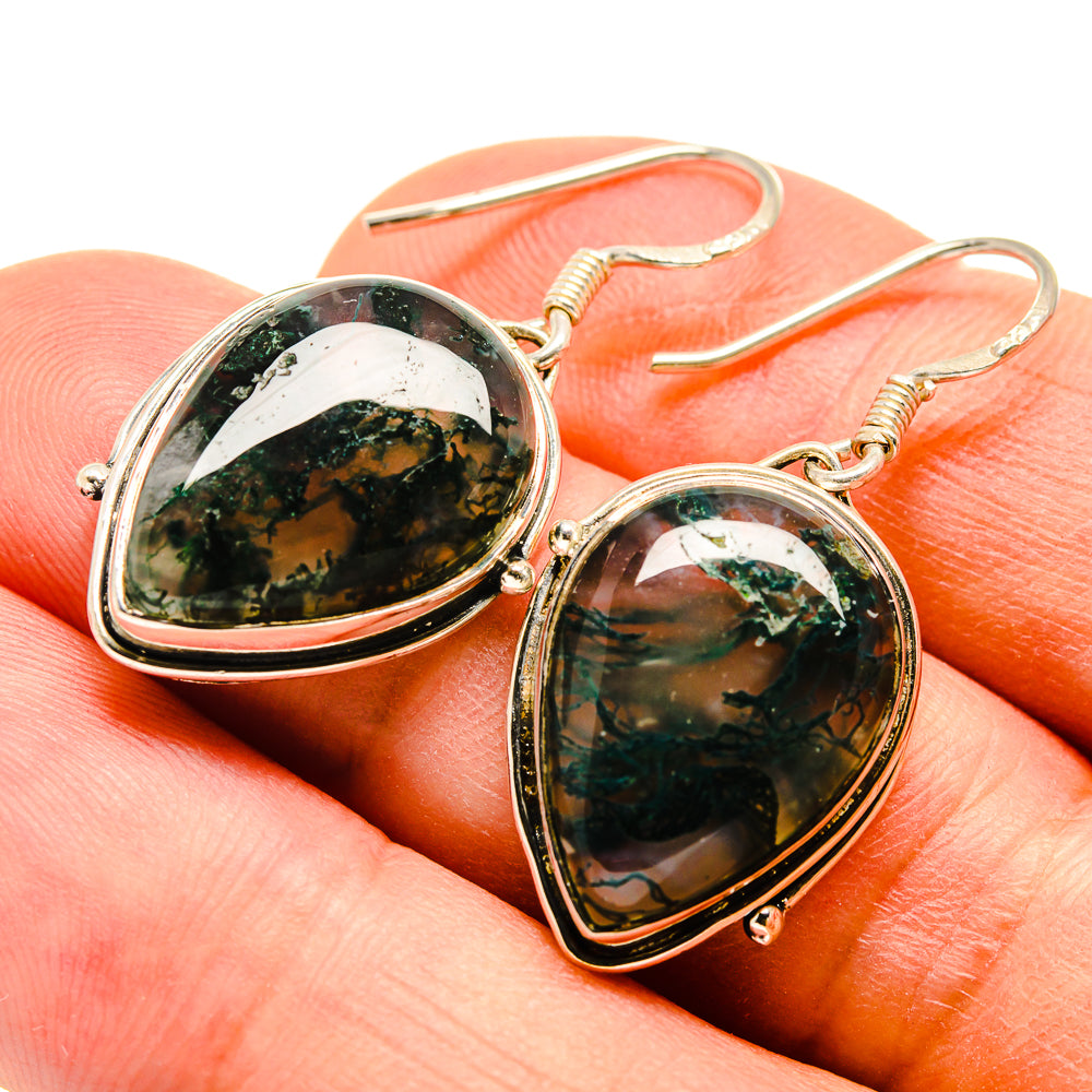 Green Moss Agate Earrings handcrafted by Ana Silver Co - EARR415681