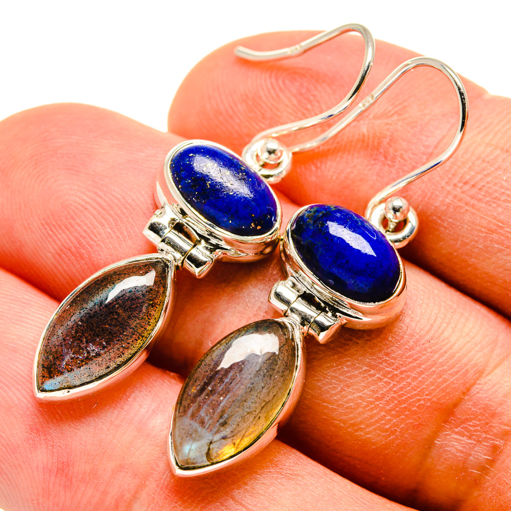 Labradorite, Lapis Lazuli Earrings handcrafted by Ana Silver Co - EARR415683