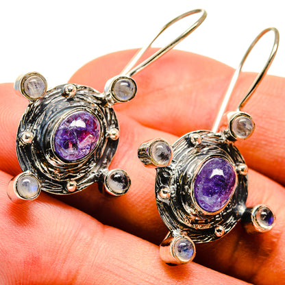Tanzanite, Rainbow Moonstone Earrings handcrafted by Ana Silver Co - EARR415703