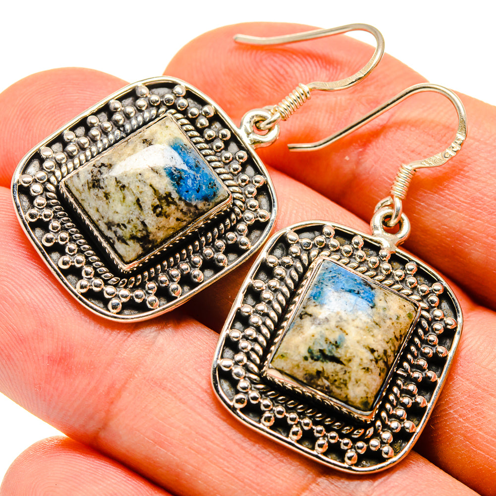 K2 Blue Azurite Earrings handcrafted by Ana Silver Co - EARR415710