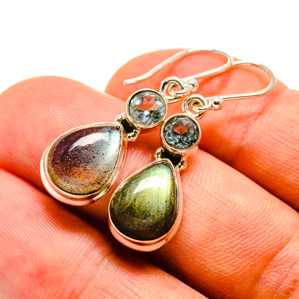 Labradorite, Blue Topaz Earrings handcrafted by Ana Silver Co - EARR415719