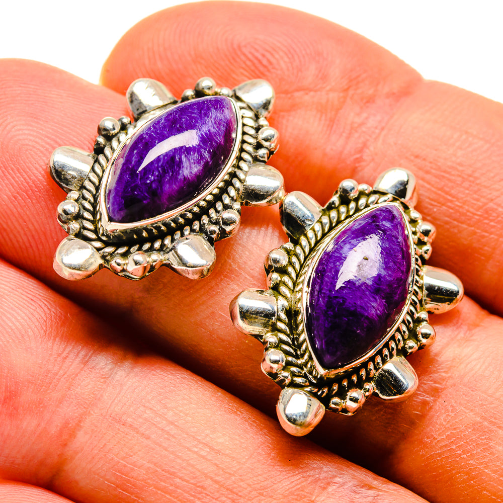 Charoite Earrings handcrafted by Ana Silver Co - EARR415720