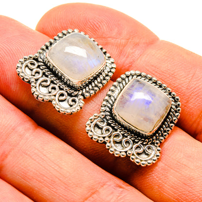 Rainbow Moonstone Earrings handcrafted by Ana Silver Co - EARR415731