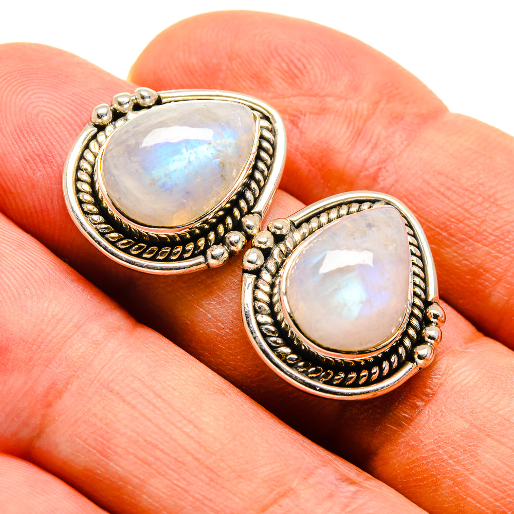 Rainbow Moonstone Earrings handcrafted by Ana Silver Co - EARR415732