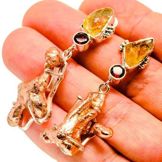 Blister Copper, Citrine, Garnet Earrings handcrafted by Ana Silver Co - EARR415738