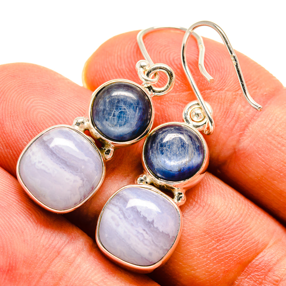 Blue Lace Agate Earrings handcrafted by Ana Silver Co - EARR415744