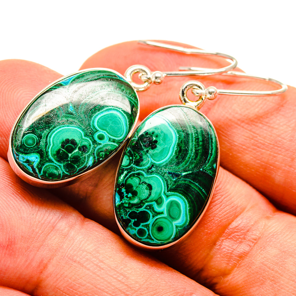 Malachite In Chrysocolla Earrings handcrafted by Ana Silver Co - EARR415745