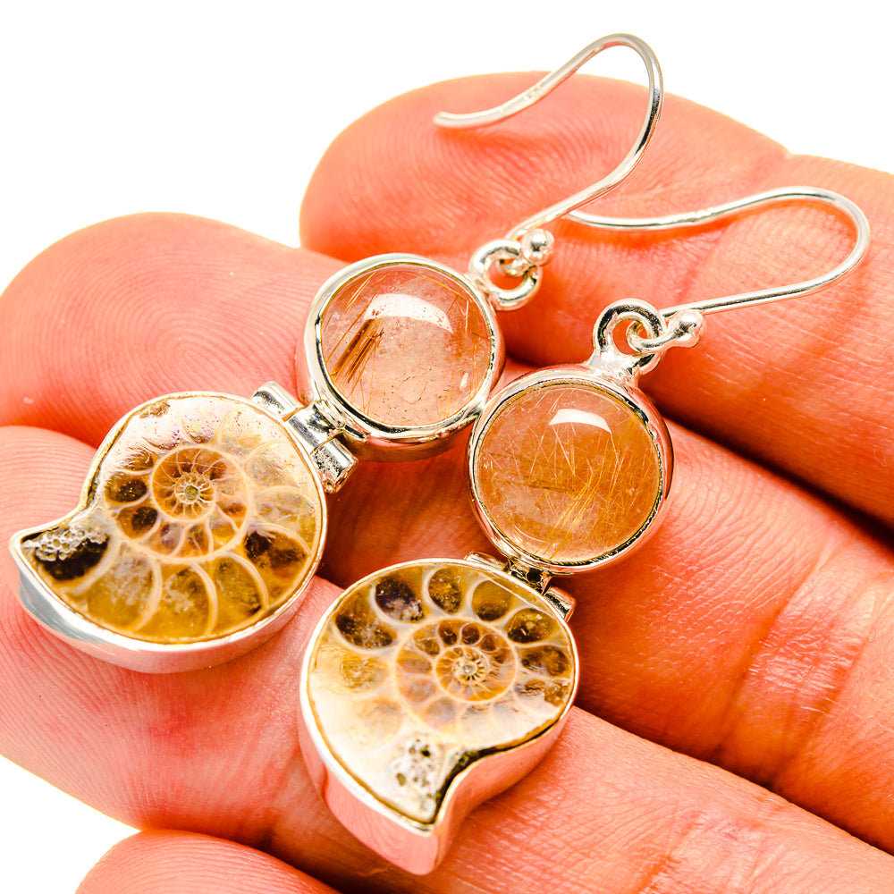 Ammonite Fossil Earrings handcrafted by Ana Silver Co - EARR415747