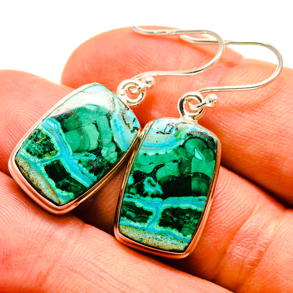 Malachite In Chrysocolla Earrings handcrafted by Ana Silver Co - EARR415753