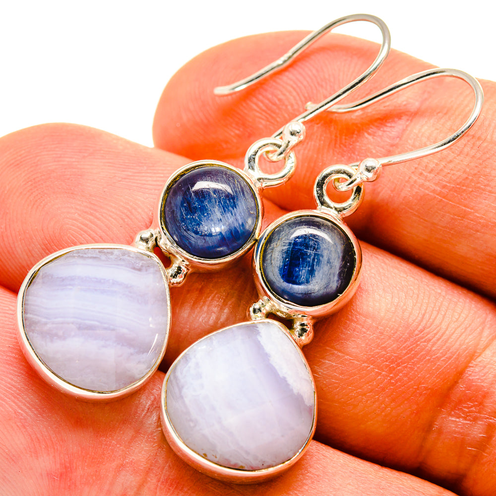 Blue Lace Agate Earrings handcrafted by Ana Silver Co - EARR415754