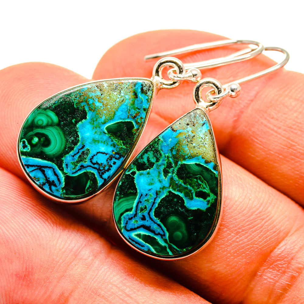Malachite In Chrysocolla Earrings handcrafted by Ana Silver Co - EARR415759