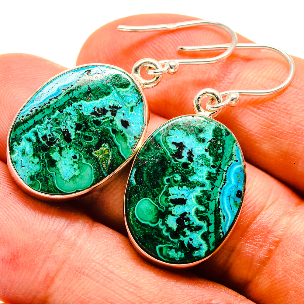 Malachite In Chrysocolla Earrings handcrafted by Ana Silver Co - EARR415764