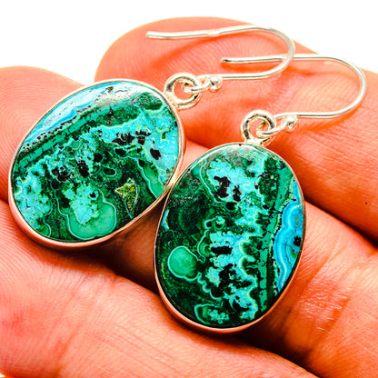 Malachite In Chrysocolla Earrings handcrafted by Ana Silver Co - EARR415764