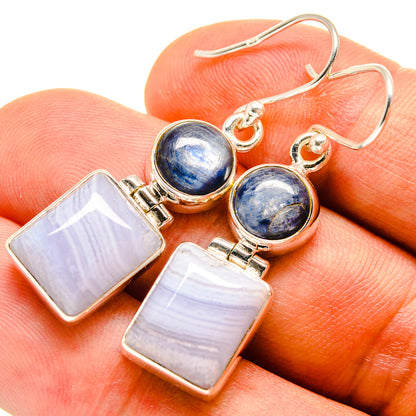 Blue Lace Agate Earrings handcrafted by Ana Silver Co - EARR415766