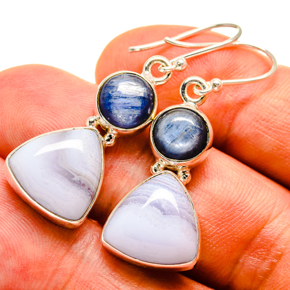 Blue Lace Agate Earrings handcrafted by Ana Silver Co - EARR415770