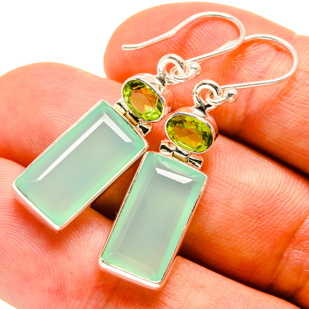Aqua Chalcedony Earrings handcrafted by Ana Silver Co - EARR415774