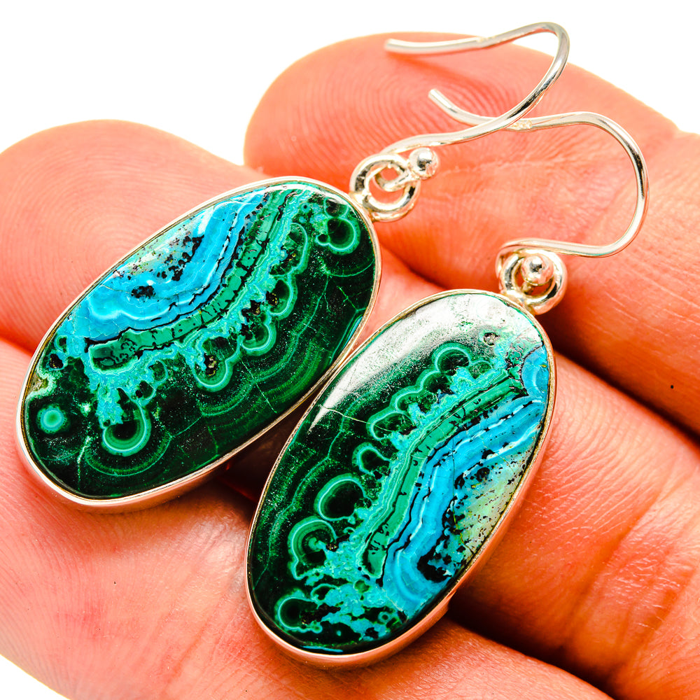 Malachite In Chrysocolla Earrings handcrafted by Ana Silver Co - EARR415778
