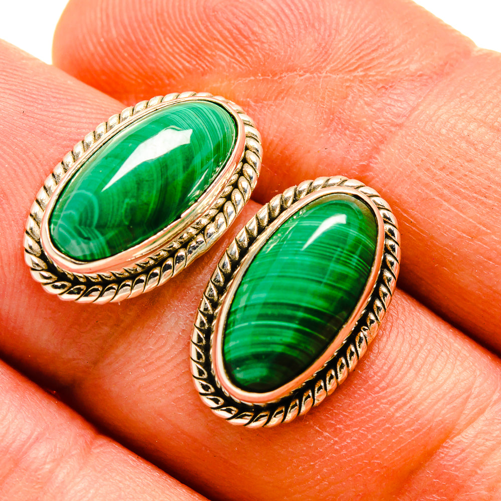 Malachite Earrings handcrafted by Ana Silver Co - EARR415815