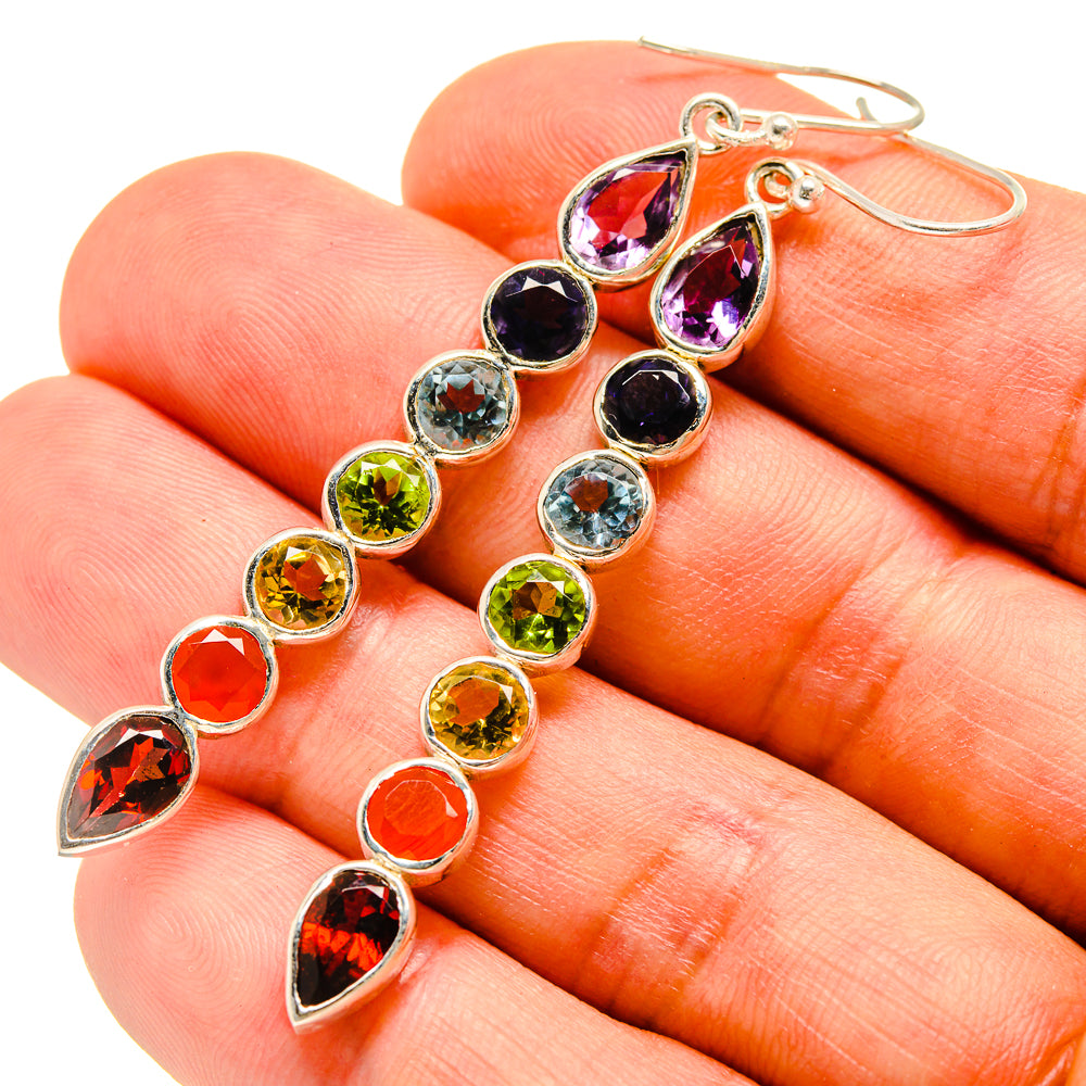 Multi-Stone Chakra Earrings handcrafted by Ana Silver Co - EARR415818