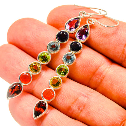 Multi-Stone Chakra Earrings handcrafted by Ana Silver Co - EARR415818